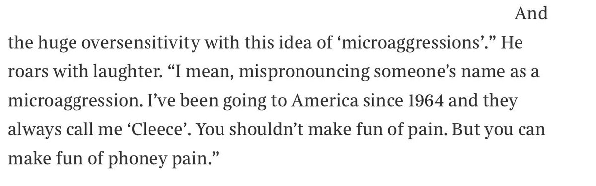 John Cleese in The Times A classic example of minimising the impact of something because it does not harm him For minoritised people, routine mispronunciation of their name (or zero effort made to learn their name) can be excluding and upsetting Don’t minimise this