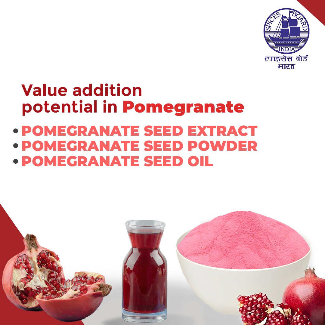 Unlock the potent power of pomegranate with our range of extracts, powders, and oils @doc_goi #spicesboard #pomegranate #incrediblespicesofindia