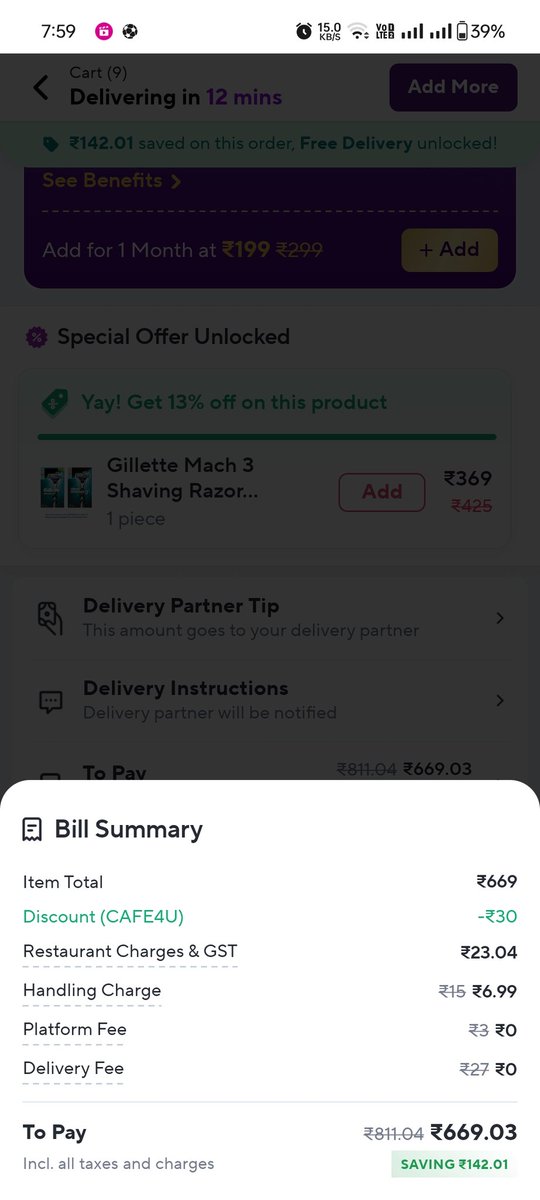 @ZeptoNow @zeptocares 
If you don't want to add a coupon just don't add it, no need of fake coupon!!!
My cart value is 639, and the app gave me some cafe discount of 30 but turns out they added 30 for no reason and then deducted it so it remains the same 😂 
SCAMERS! #ScamAlert