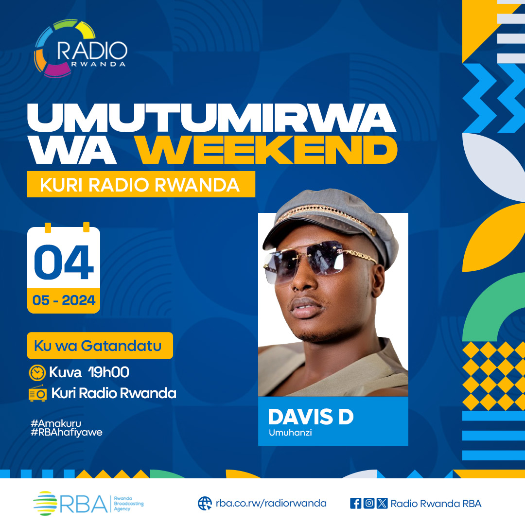 #RwOT, Amaze kubaka izina mu muziki nyarwanda. Ni umuhanzi utabura udushya. Yamamaye ku izina ry'ubuhanzi rya 'Davis D'.

Niwe #Umutumirwa wa Week - end mu #AMAKURU ya @Radiorwanda_RBA 19h00

#RadioRwanda #HafiYawe @harerimana_tito @Ishimwe71 @SolNishimwe @kemnique @noopja