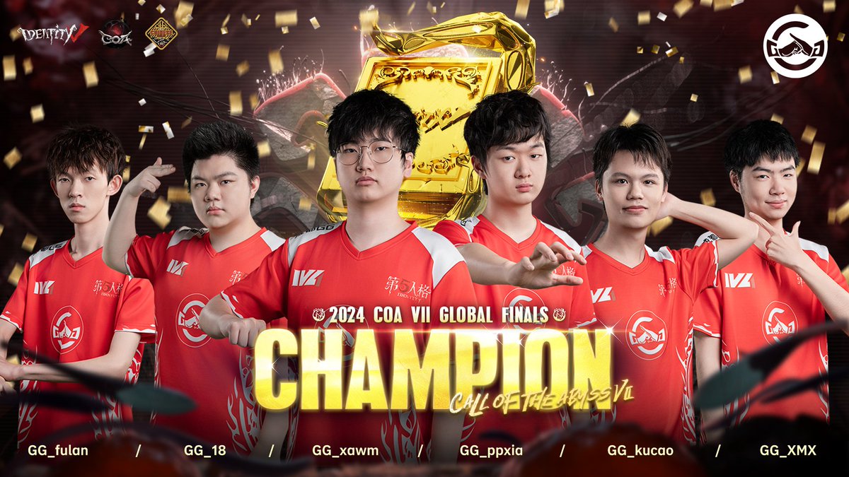 GameIdentityV's tweet photo. Dear Visitors,
Congratulations to Team GG for winning the COAVII championship, and GG_xawm for winning the FMVP!
Thanks to all the players for their incredible performances and to everyone for your support during this COAVII journey!
#IdentityV #COAVII https://t.co/TlZqzTlmsw