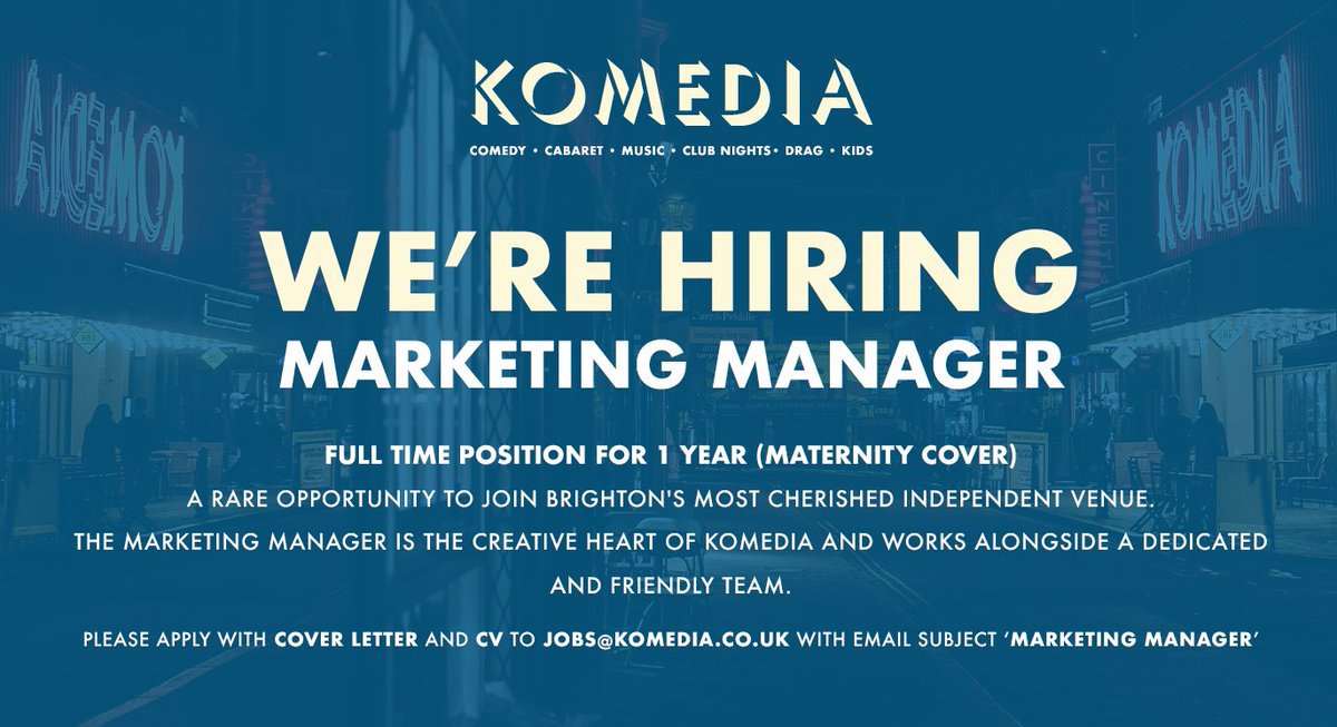 📣 We're hiring! We're looking to hire a #marketing manager to cover our colleague whose going on maternity leave. It's a great #CareerOpportunity for someone with management experience to join a friendly, motivated team in a vibrant, independent venue! Find out more and…