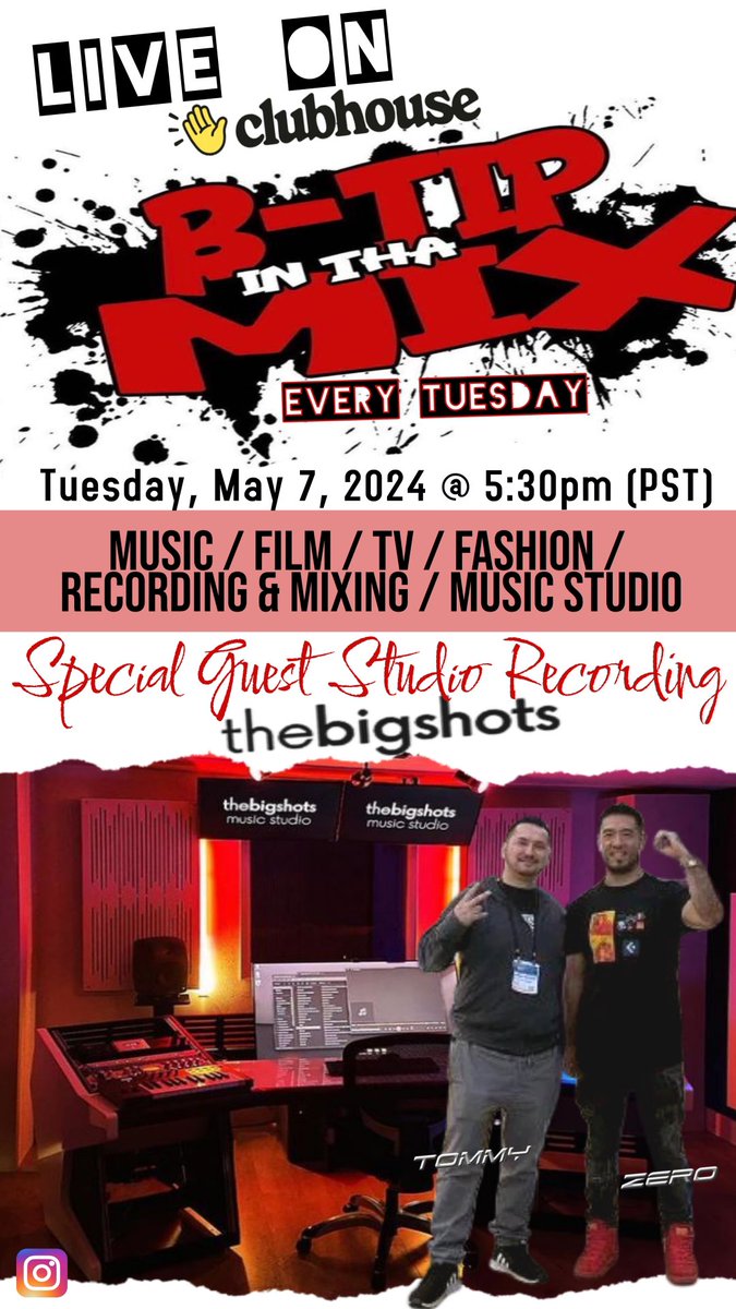 Live On #btipinthamix via #clubhouse Special Guests: Tommy x Zero From @thebigshots Tuesday, May 7, 2024 5:30pm (PST) x 8:30pm (EST) Link: clubhouse.com/house/b-tip-in…