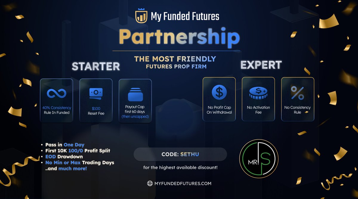 🚨GIVEAWAY ALERT🚨 Happy to announce my partnership with @MyFundedFutures 💚 1x50K Starter account 1. Follow @Mr_CISD | @MyFundedFutures | @DennisMFFU 2. Like and RT 3. Tag 3 friends and also follow @GokulTrades | @TheNAStrader Winner will be announced within 48 hours