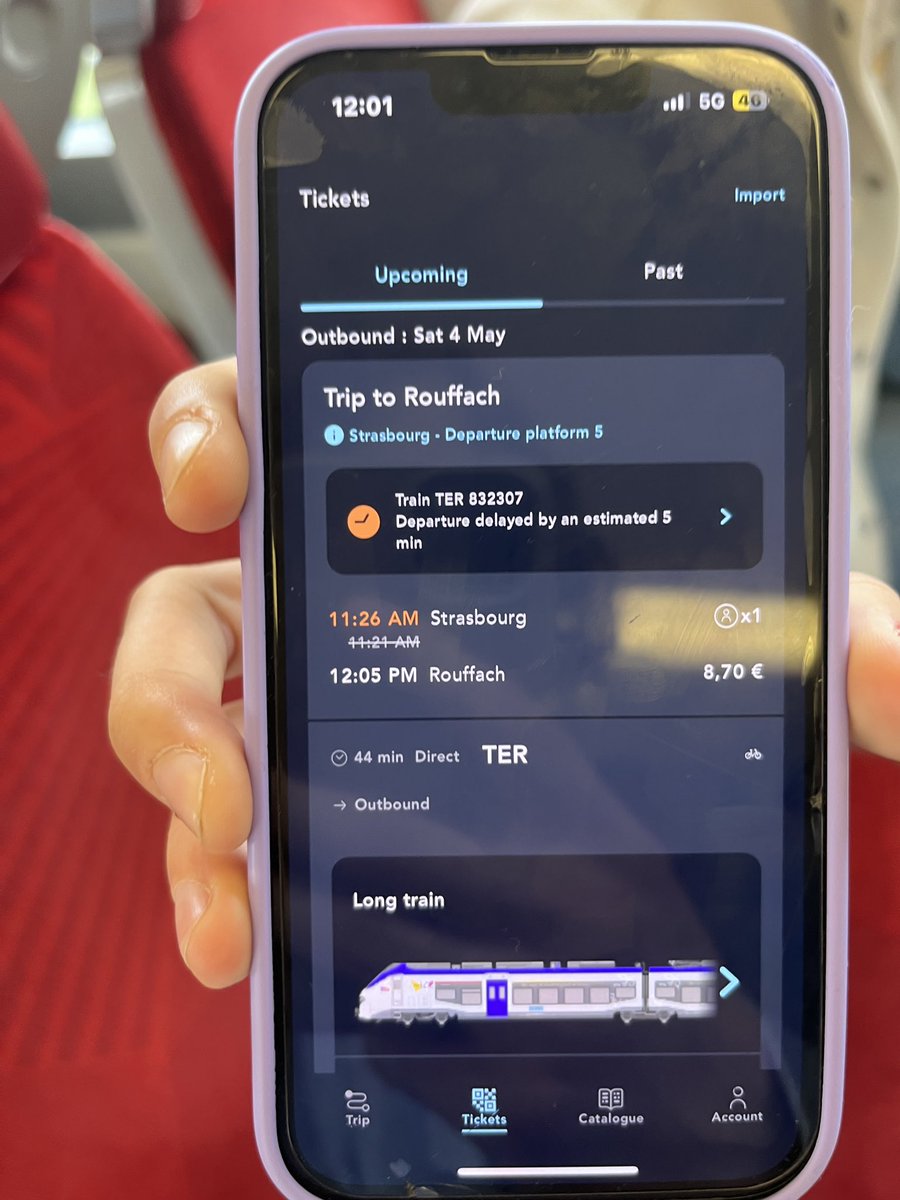 🧵Bonjour @GroupeSNCF , merci à vous pour l’amende de 65€ (si ce n’est +) pour un titre de transport de TER Strasbourg Mulhouse payé manifestement une minute trop tard. Ce dernier a été payé à 11:25 et le train a démarré à 11:26 avec 5min de retard. 🧵