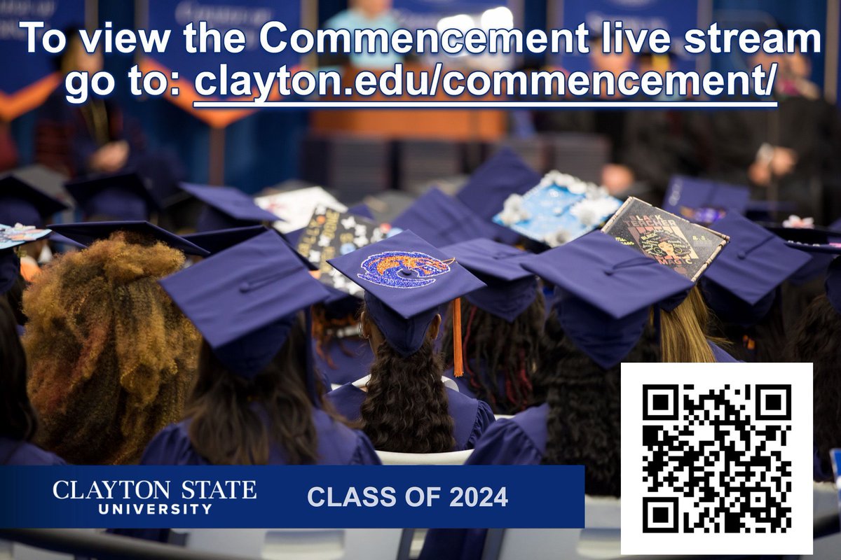 Congratulations, Graduating Lakers! Remember for all your loved ones unable to attend your Commencement Ceremony in person, we provide a live stream!
info: clayton.edu/commencement/
Live-Stream: clayton.edu/commencement/l…
<a href="/CsuLakerLife/">CSULakerLife</a> <a href="/CSUHousing/">CSU Housing</a> <a href="/CSU_SA/">Clayton State SA</a> <a href="/ClaytonState/">Clayton State</a>