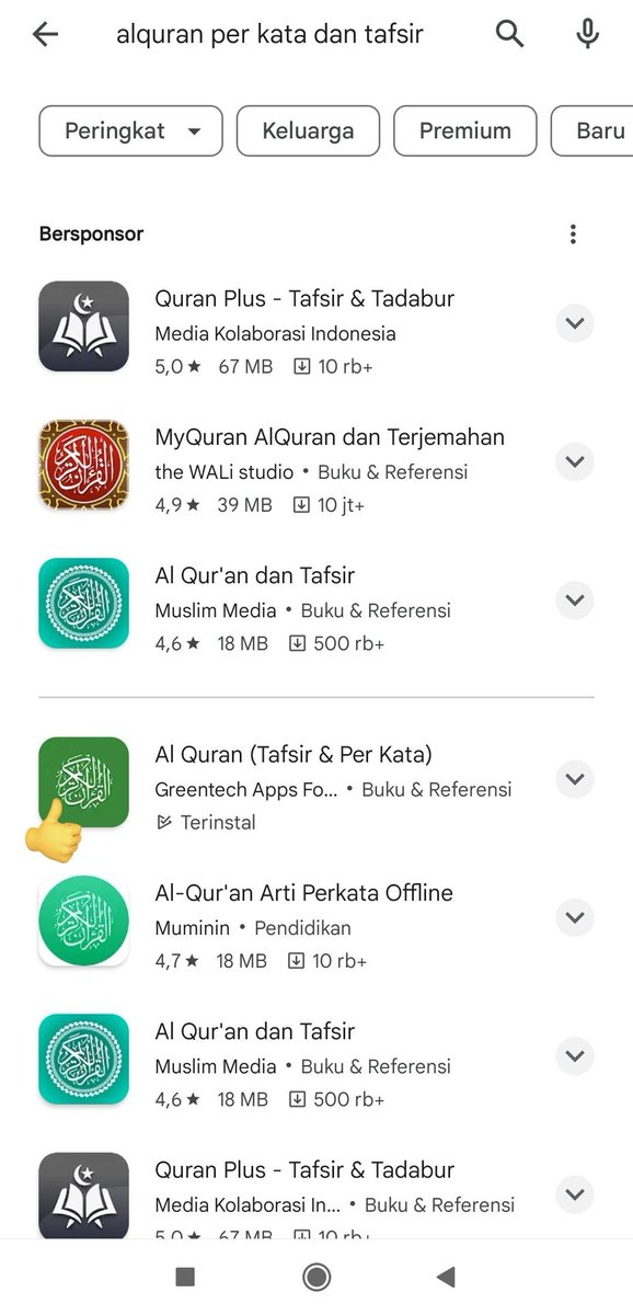 @ofdzzffr1 Ini aplikasi Al Quran dari Greentech Apps yang aku tandain jempol yaaaa