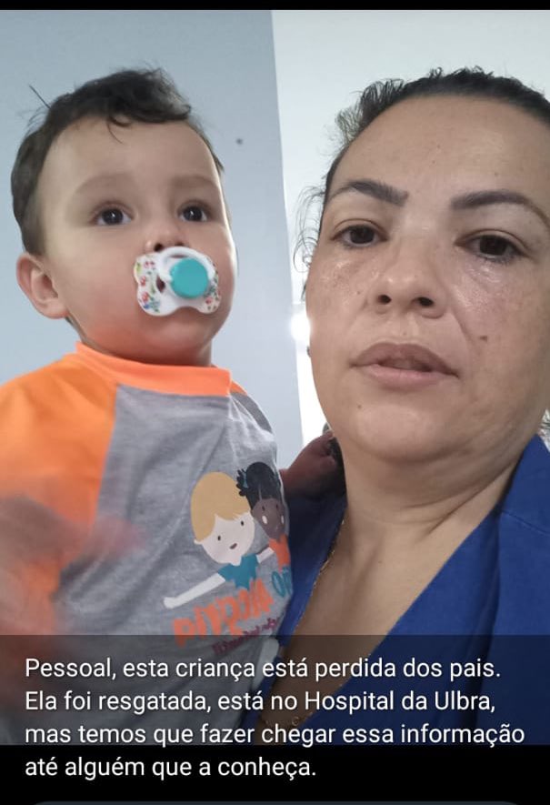 54NDY_'s tweet photo. Criança resgatada em Porto Alegre, sem familiares. Está no hospital da ULBRA. https://t.co/ytxRF3rSoG