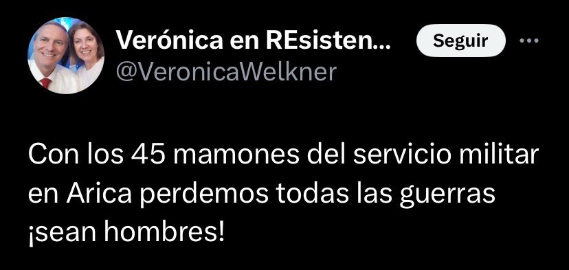 No puedo creer que la weona que posteó esto es candidata a concejal republicana! Sería buena idea entonces que la weona mandara a sus cagaas de hijos a hacer el servicio militar a ver qué tan “mamones” son.. 
#JusticiaParaFranco