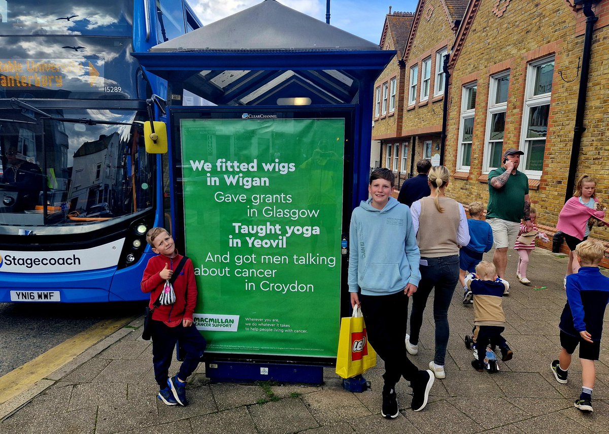 Enjoying #Whitstable with my boys!  Always good to see @ClearChannelUK #PlatformForGood @macmillancancer