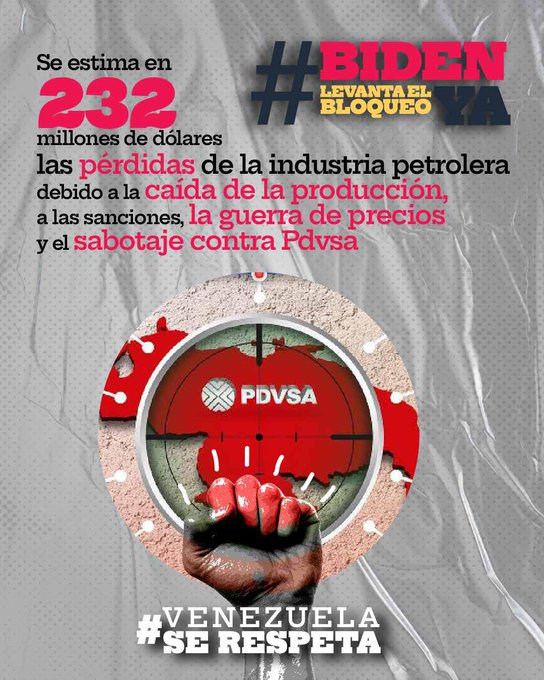 Venezuela se ha visto gravemente afectada por los incesantes golpes de las sanciones impuestas por EE.UU, siendo atacada la industria petrolera como parte de la guerra multiforme, con el objetivo de degradar la economía nacional.