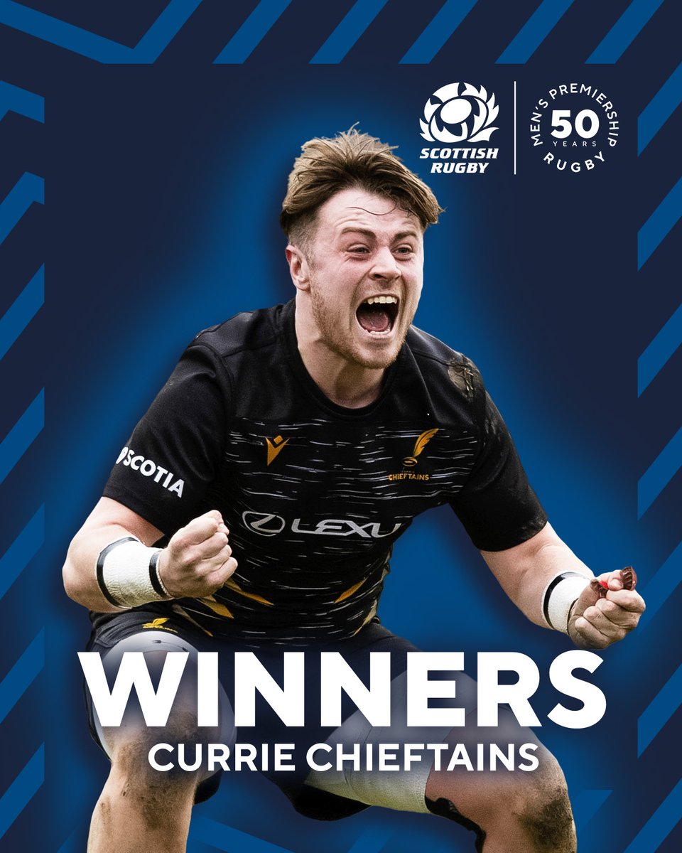 Currie Chieftains have done it 🏆

A 26 - 24 win over hosts and holders Hawick that shredded every single nerve until the end.