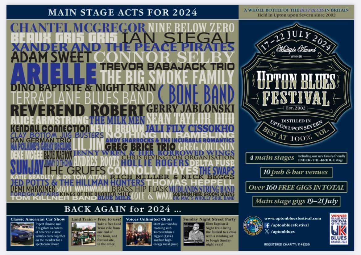Delighted to confirm we will be playing UPTON BLUES FESTIVAL this year! Been on our bucket list for a while this one! Cannot wait!!! 🧿🧿🧿