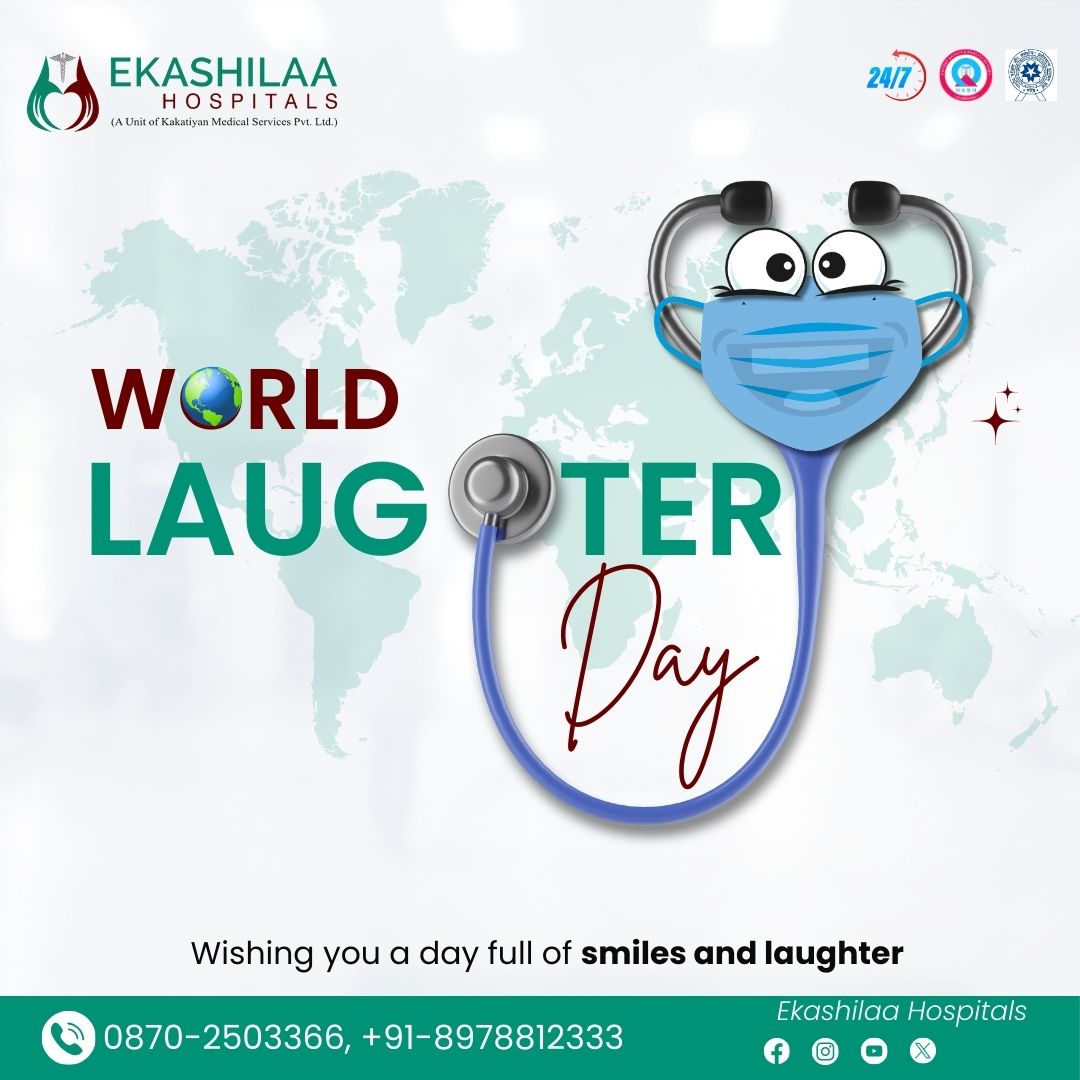 Laugh out loud, it's World Laughter Day! Let joy echo around the globe as we celebrate the universal language of laughter😅.

#EkashilaaHospital #warangal #WorldLaughterDay #LaughOutLoud #HappinessIsContagious #SmileMore #SpreadJoy  #HappyVibes #LaughterIsTheBestMedicine
