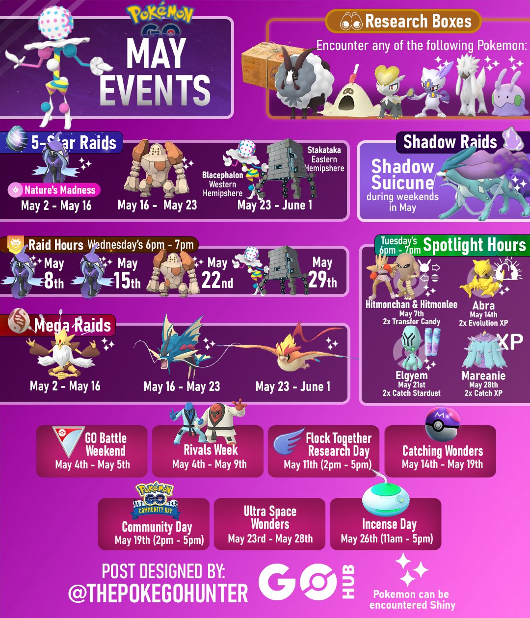 The Poke GO Hunter on X: “May’s #PokemonGO Events headlong 2 new 
