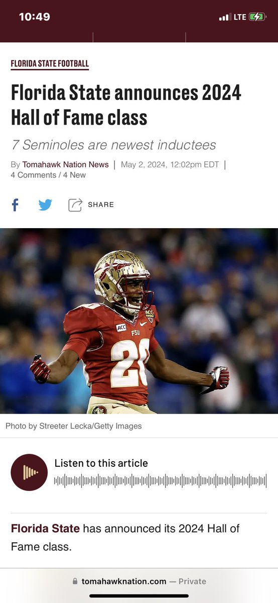 This is awesome. Well deserved Joyner. Friday afternoons during the Summers most of us were headed to happy hour, this guy was in the weight room cranking out more reps on his own time. Great teammate, leader, Seminole, and human being. #NoleFamily #FSUFootball #FSUHOF