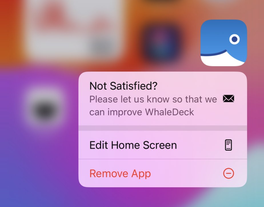 Today, I implemented a small feature for @whaledeck_io, which I saw here a few days ago. I added a quick action to contact me, which the users see before removing my app. This hopefully increases user feedback and may prevent losing users.

#iosdev #buildinpublic
