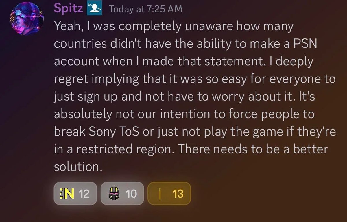 So, look, I'm not gonna shit on Spitz too hard, because ultimately it's sony being fucking idiots, but the CM's and Devs just flat out admitting it's a 'use PSN or not' switch is hilarious. They're just admitting it's not at all needed or required.