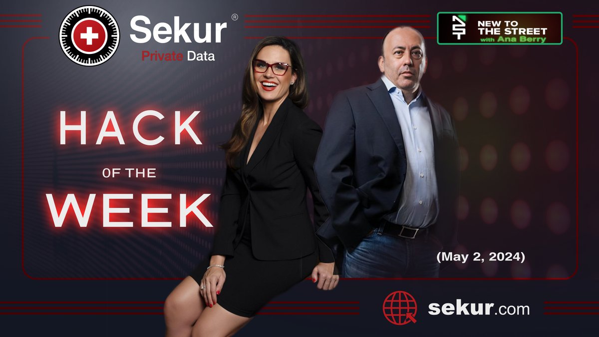 Join internet privacy expert, Mr. Alain Ghiai, CEO of 𝐒𝐞𝐤𝐮𝐫 𝐏𝐫𝐢𝐯𝐚𝐭𝐞 𝐃𝐚𝐭𝐚 (OTCQB: $SWISF / CSE: $SKUR) and @NewToTheStreet host Ana Berry for “The Weekly Hack” as they discuss a cybersecurity data breach at a major US collections agency. Follow us on YouTube and