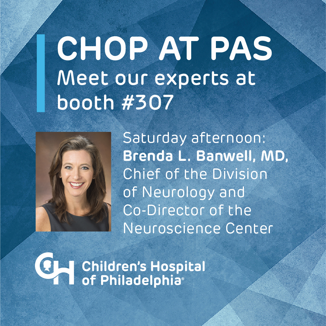 Dr. Brenda Banwell, chief of our Division of Neurology will be at our #PAS2024 booth this afternoon. Visit us to learn more about our breakthroughs in neurosciences. ms.spr.ly/6019YuPa5