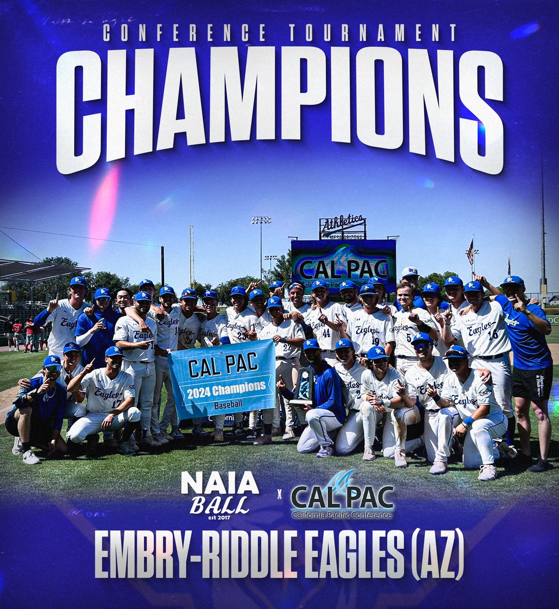 🚨 Congratulations to Embry-Riddle (AZ) (29-19) as they defeat BENU Mesa 9-7 to sweep through the CalPac Tournament and punch their ticket to the National Tournament for the first time in program history! #NAIABall @erau_baseball @erau_eagles