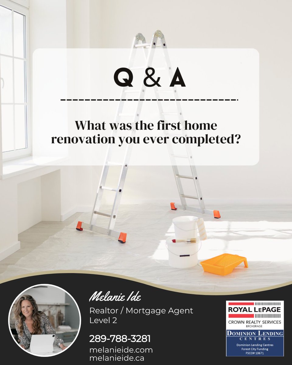 Renovators, remember your first project? Whether it was painting a room or a major remodel, how long did it take? Share your story and inspire others starting their journey. 

#realestate #home #canada #realtor #mortgageagent #lovewhereyoulive #mortgagesbymelanie #mortgage