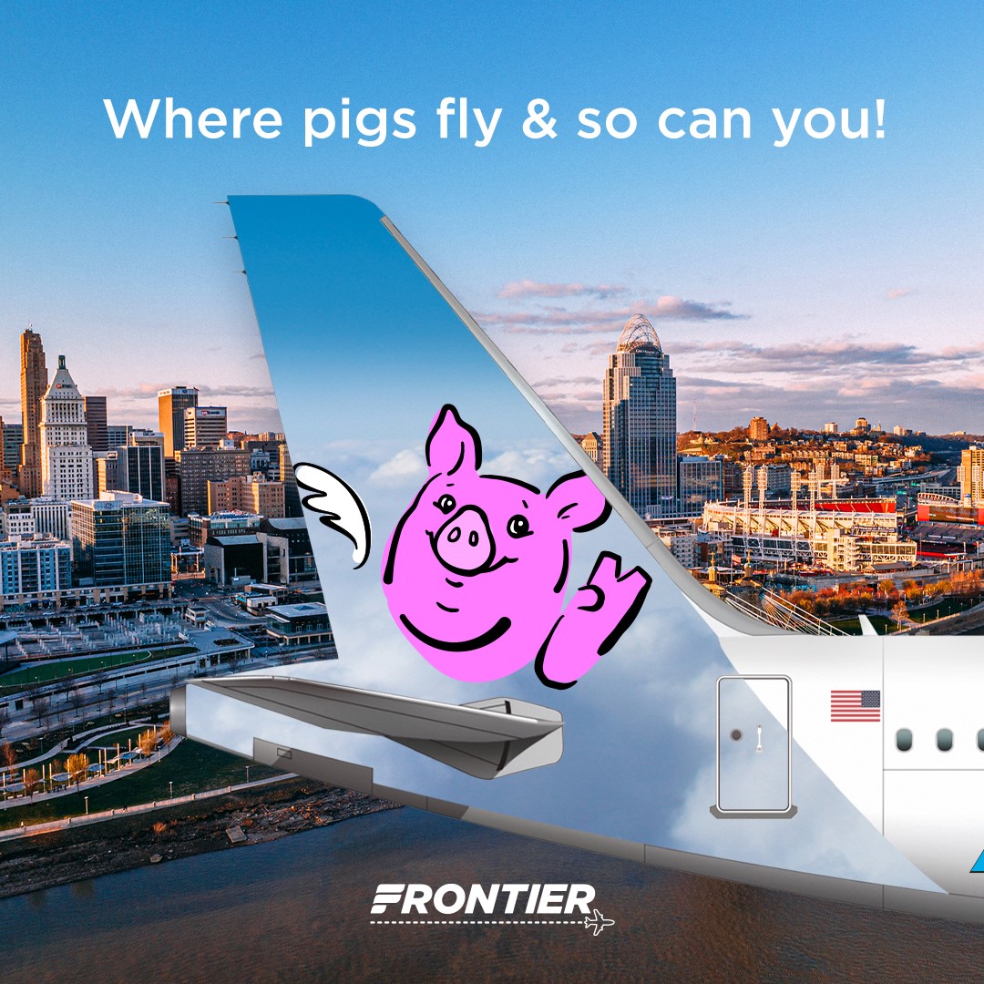 Travel with @FlyFrontier and don't break the piggy bank! Frontier is now servicing 20 nonstop destinations from CVG Airport, getting you to your destination and across the finish line with ease and convenience. Run, don't walk, to book your flight: bit.ly/3QwCAlM…