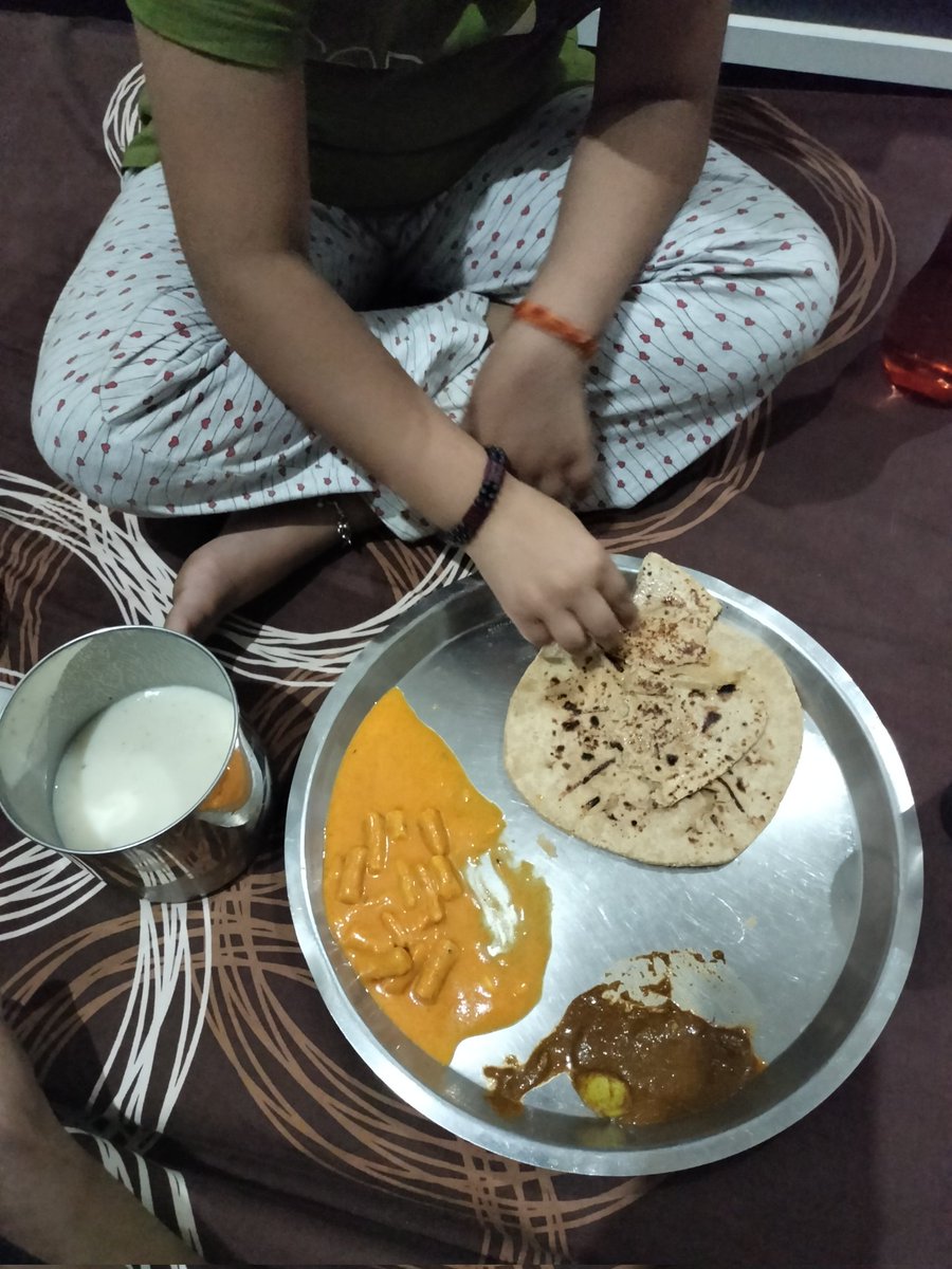 Gatte ki sabji Satta Roti Pudina Chutney Chhachh Rabdi Rajasthani food.