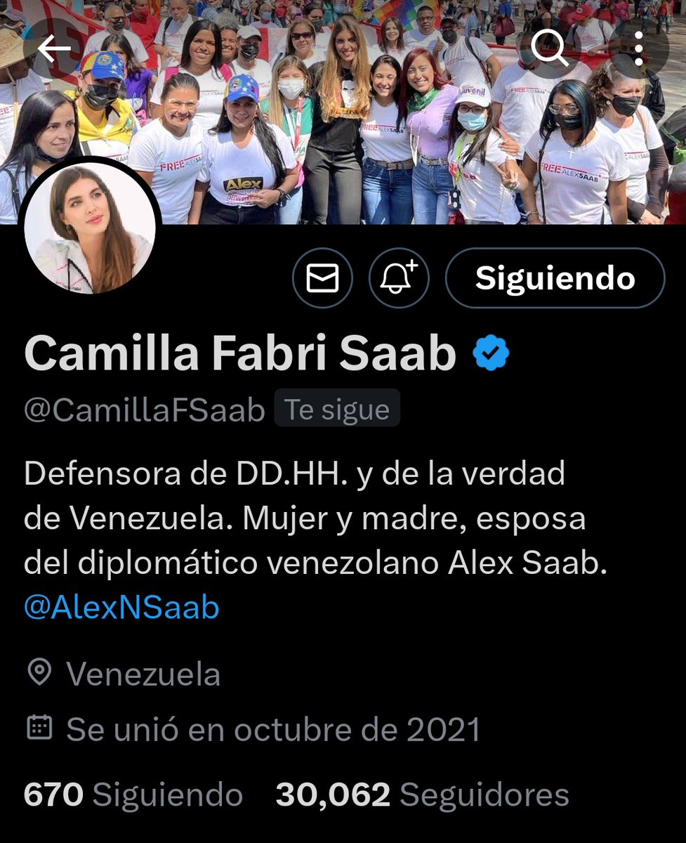 No dejes de seguir en X a Camilla Fabri Saab (@CamillaFSaab), defensora de los Derechos Humanos y esposa del diplomático venezolano Alex Saab. Clic aquí 👇🏼 x.com/CamillaFSaab?t…