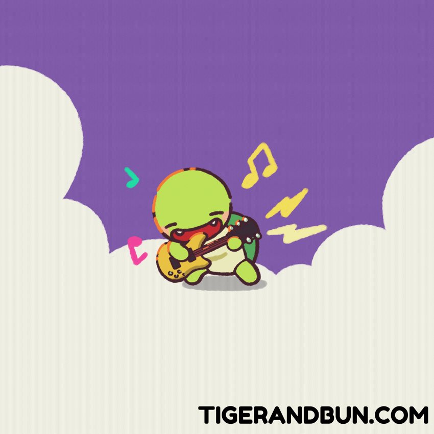Tiger and Bun’s friend, Turtle, loves a good rock and roll 🐢🎸🎶 
What’s your hobby?