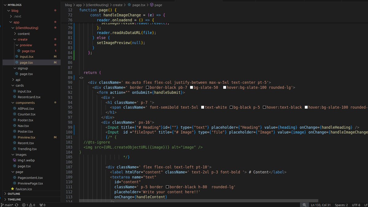 h_7shhv's tweet image. Trying to create the editors option in the blogs site 
1) handling the props in react 
2) making code looks clean 
3) adding some functionality like preview option 
Stay tuned for more! 📝✨
 #React #CodeCleanliness #BlogApp #PreviewOption
