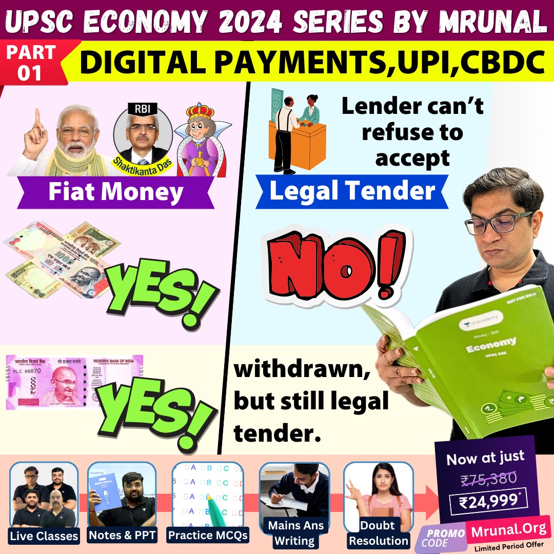 Economy Win24 Ep01: Digital Payment, UPI, Card Tokenization, CBDC, Cryptocurrency by Mrunal for UPSC: 
youtube.com/watch?v=HyH6Do…