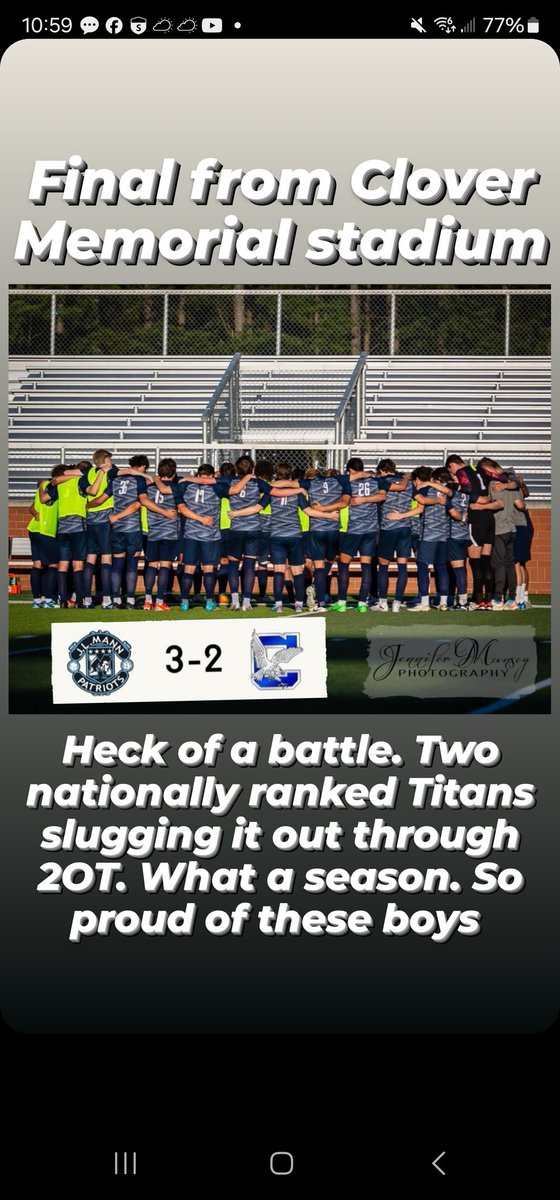 What an incredible game to witness. Every boy left it all out on the field. A tough way to end the season, but so proud of this group. An absolute privilege to be a part of it. Already anxious to do it again next year