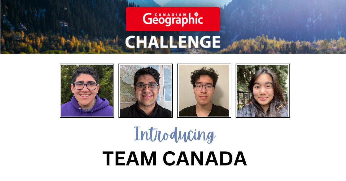 We're excited to announce this year's Team Canada! Congratulations go out to Julian Bal, Angad Khattra, Noah Pilnitz and Shannon Tang who will represent Canada on the world stage at the International Geography Olympiad in Dublin, Ireland! Congratulations! bit.ly/3Lg0sqJ