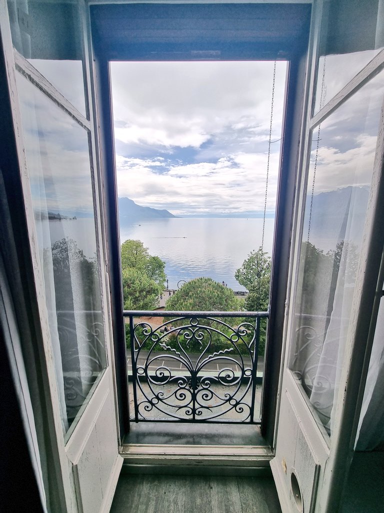 Hotel room with a view 😍🏔️🇨🇭 #Montreux #LakeGeneva #Switzerland #NonstopEurotrip
