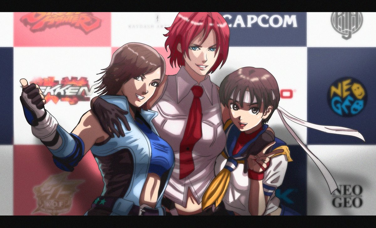 Vanessa with asuka and sakura Commissioned art #vanessa #asukakazama #sakura #streetfighter #tekken #kof #raydasharts