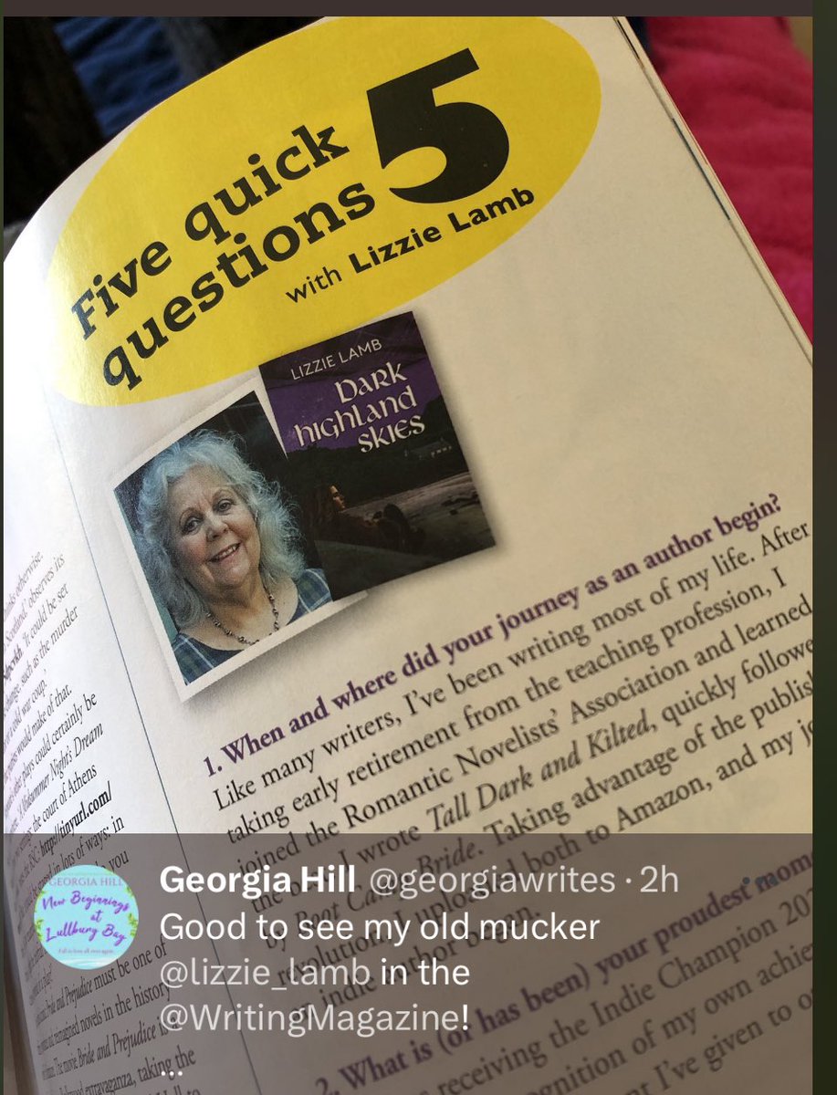Many thanks to @georgiawrites for letting me know I’m in @writersmagazine. Thanks also @majanovelist for inviting me on to her page. #respectromfic @RNAtweets