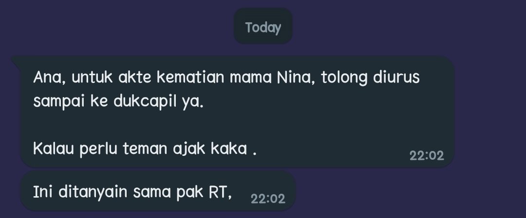 INI RT DI KOMPLEK GW TEGA BENER 😭 UDAH TAU GW SATU²NYA YANG HARUS NGURUS INI ITU NYA MAMA, GW AJA MASIH BERASA MIMPI MAMA UDAH GA ADA, DI BURU² NGURUS GINIAN WOY 😭 KEMAREN AJA BPJS MAMA MASIH GW BAYAR LOH PADAHAL ORANGNYA UDAH GA ADA 😭 GW JUGA BINGUNG KENAPA GW BAYAR 😭😭😭