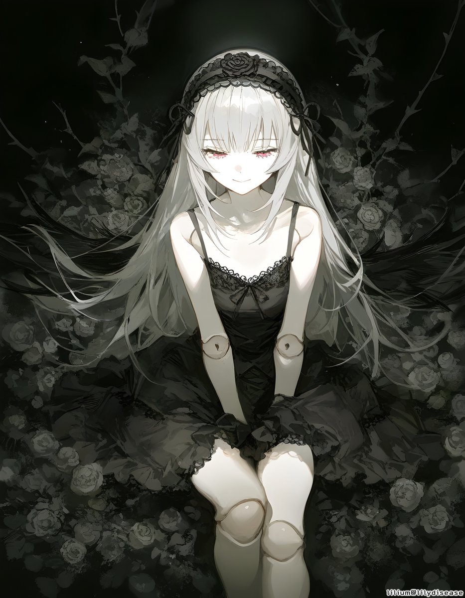 suigintou 1girl solo long hair smile red eyes dress closed mouth  illustration images