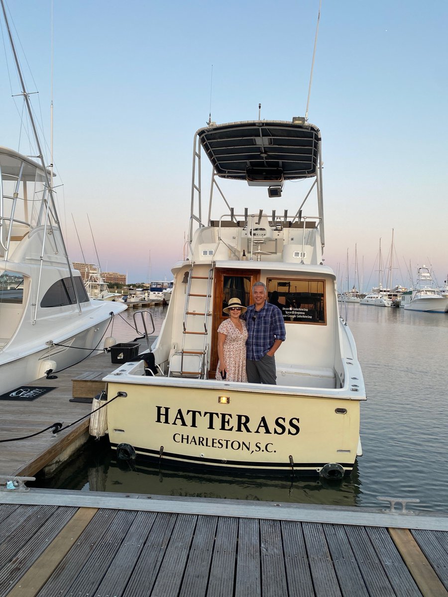 Our Hatterass is great for couples and smaller groups of 6 people or less! 
Book with us today! 

 #carolinamarinegroup #boatlife #oceanlife #boattours #charlestonboattours #charlestonsc #partyboats #captainslife #charlestonboatlife #hatterass