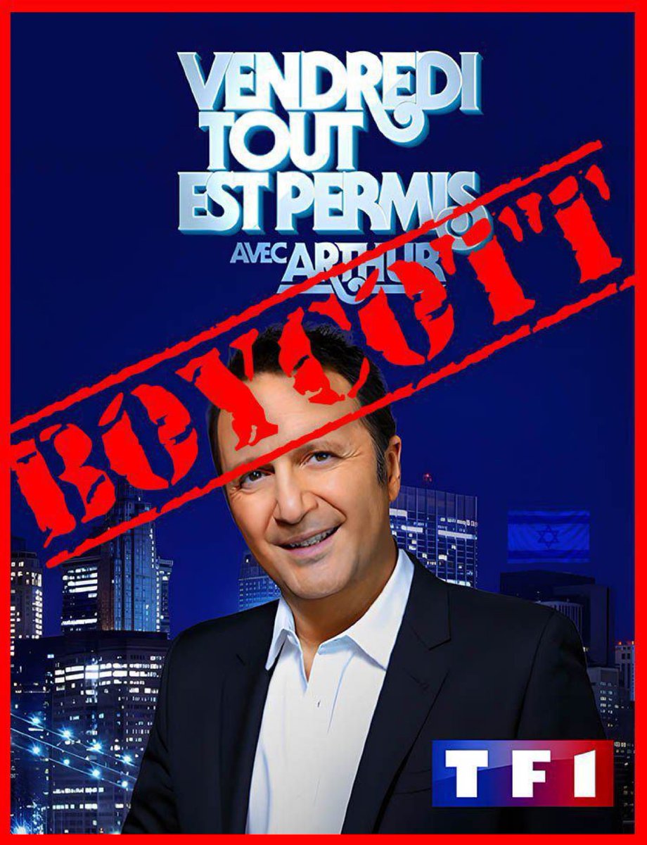 #BoycottArthur
#VTEP 
@Arthur_Officiel
 #TF1 #Israel #Palestine
#boycottarthur #BoycottIsraeliProducts  #BoycottEurovision2024 #BoycottFranceInter #boycotttf1