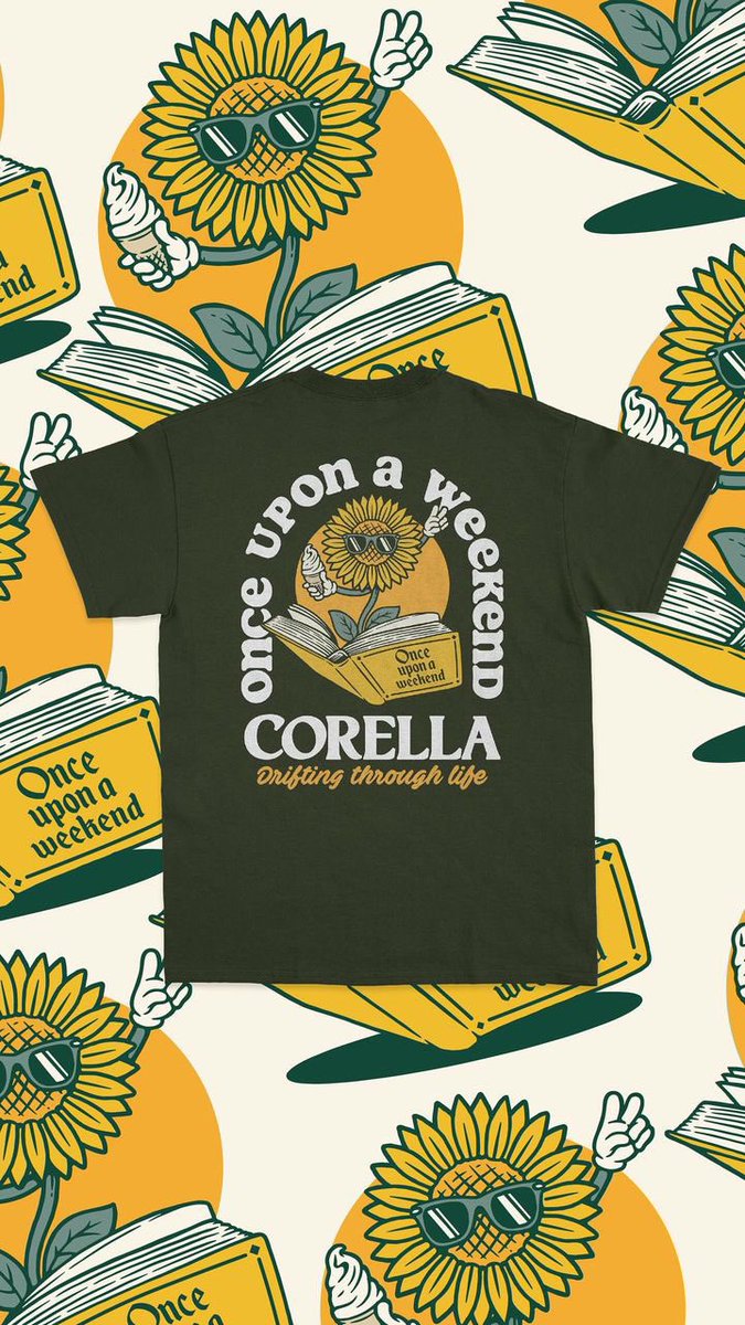 Olive Sunflower Tee available on the road this May with a load more different designs! 🌻