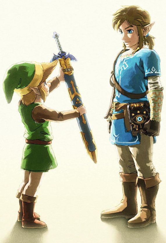 i really hope that nintendo makes it a tradition of having art of the older link passing down the master sword to the newest one