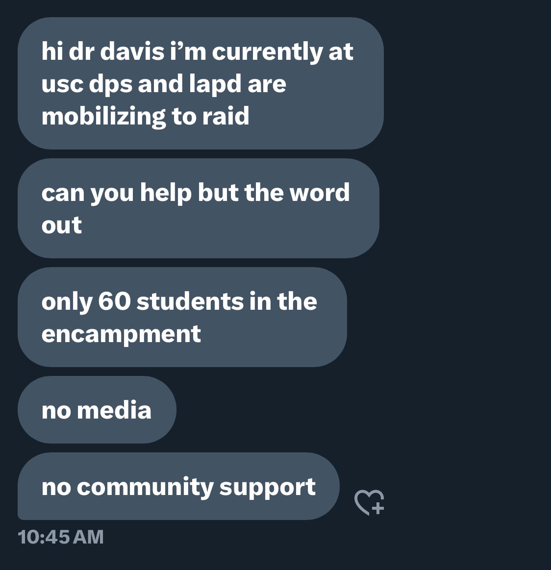 LA Fam: Students at USC are readying themselves for an impending raid of their encampment by campus police and LAPD. They need bodies and media coverage ASAP. Any LA folks nearby please tap-in! @blmlosangeles @CFA_United