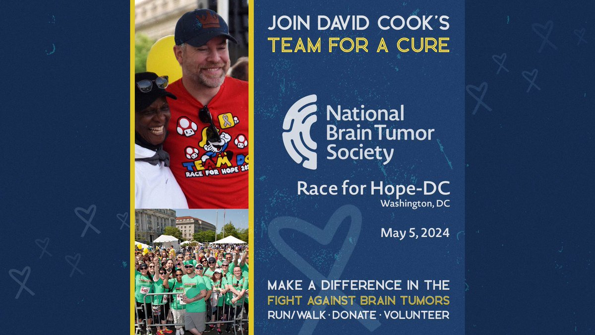 The Race for Hope DC is tomorrow, #TeamDC! David Cook @thedavidcook 2024 #Race4Hope Team for a Cure is still fundraising - please JOIN US - your $5, $10, or MORE donation DOES make a difference! 🤍 braintumorcommunity.org/goto/DavidCook…

#braincancer #suckitcancer #braintumor #webelieve