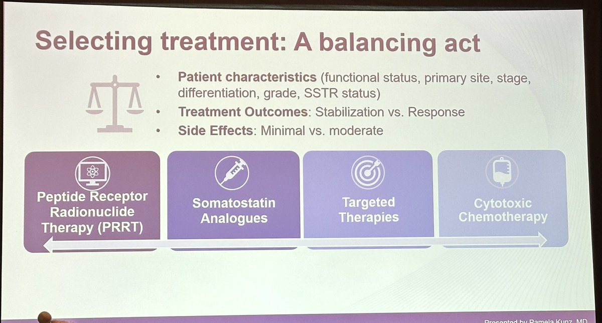 @NANETS1 RI Course Co-director @PamelaKunzMD’s talk on systemic treatment highlights the many recent advances with new treatments & evolving treatment approach. ➡️Consider S2104 (CAPTEM vs obs s/p surg) & A02201 (CAPTEM vs Lu177) to answer questions re: optimal sequencing