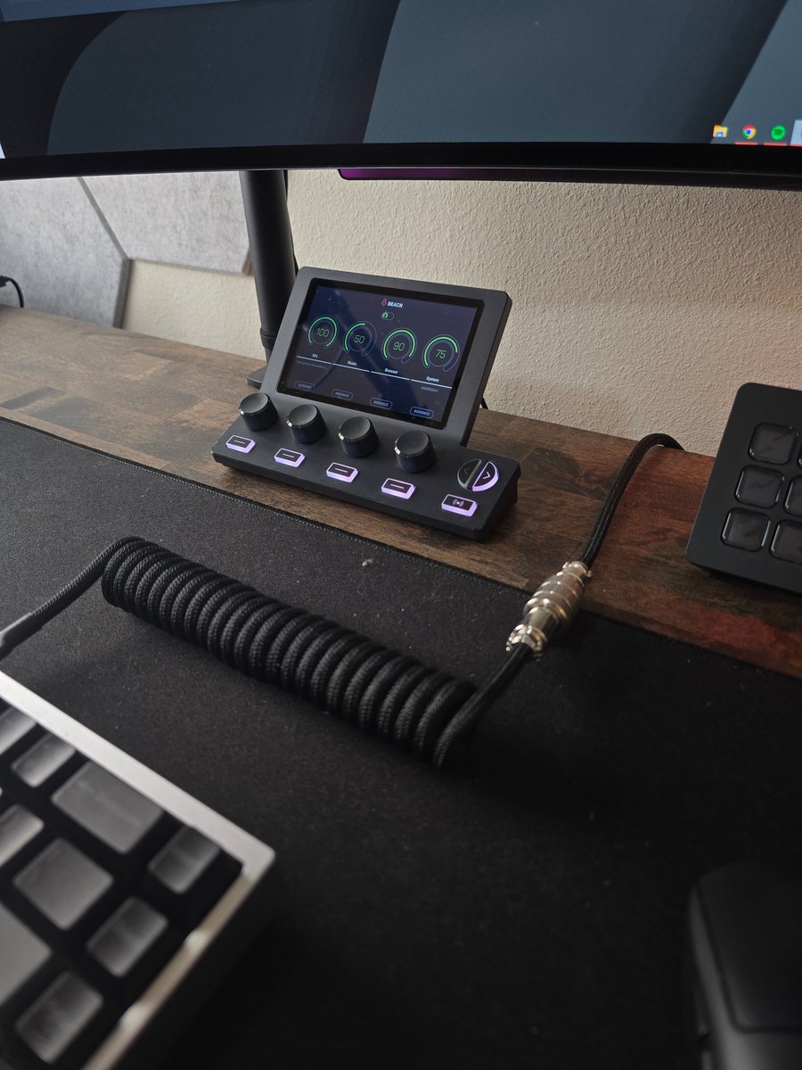 Btw one of my favorite desk setup devices is the Beacn Mix Create.

Basically a physical controller for Windows volume mixer so you can control individual input levels. And it also has a separate stream output so you can have different mixes for yourself and your audience.