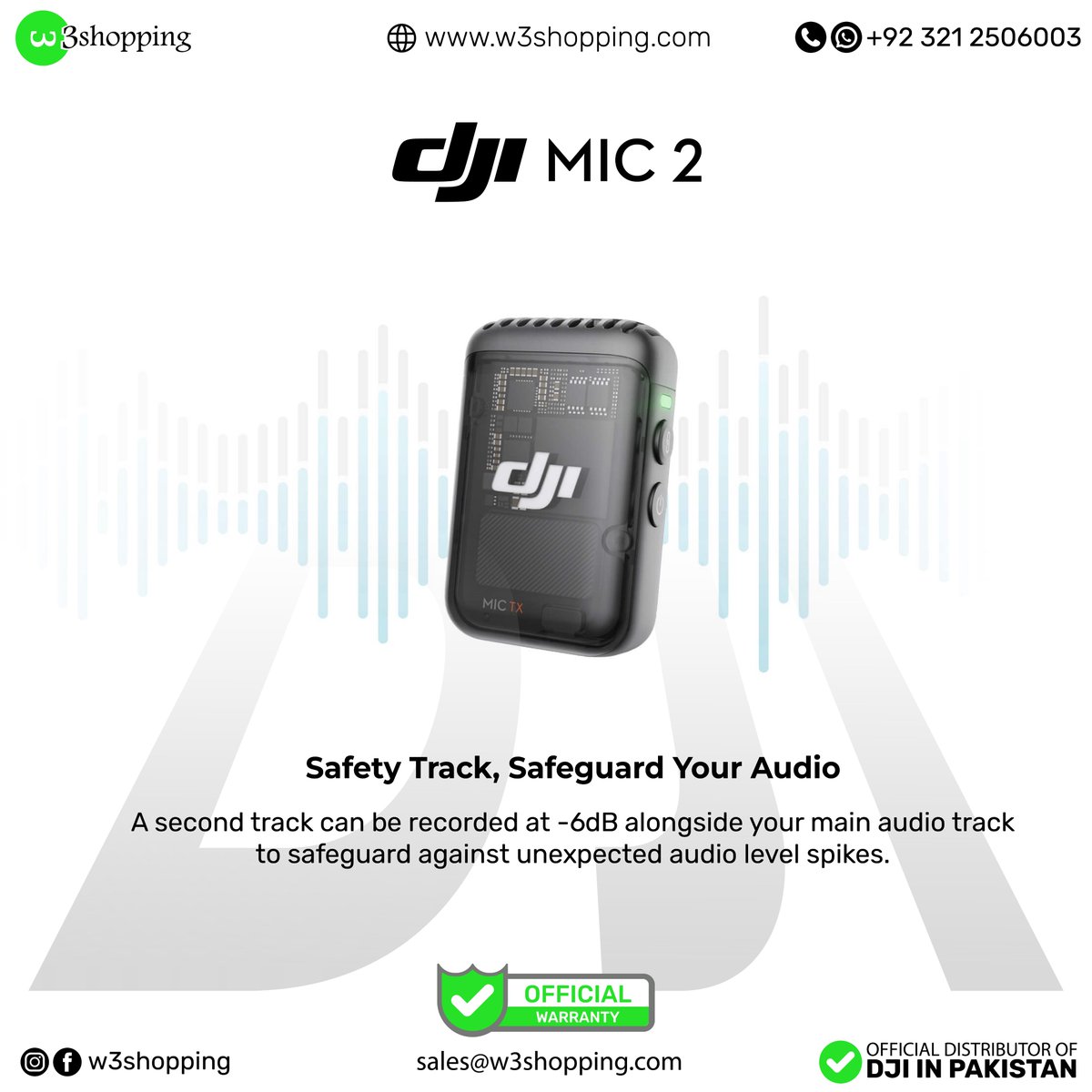 DJI Mic 2: Safeguard Your Audio! 🎤 Record a backup track at -6dB to prevent audio spikes. ✨

#DJI #DJIMic2 #W3Shopping #AudioGear #Tech #Innovation #ContentCreators #Videography #ShopNow #ExploreMore #WirelessMicrophone #SafeguardAudio #AudioProduction  #TechGadgets