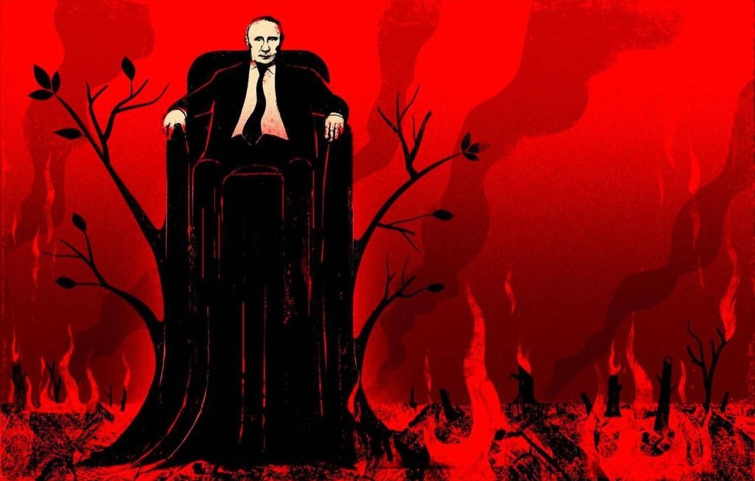 New spread for Politico by #SVA faculty Edel Rodriguez (BFA Illustration) for an article titled “Putin’s going nowhere. The West needs to get a grip”. link.sva.edu/3TYyzZx