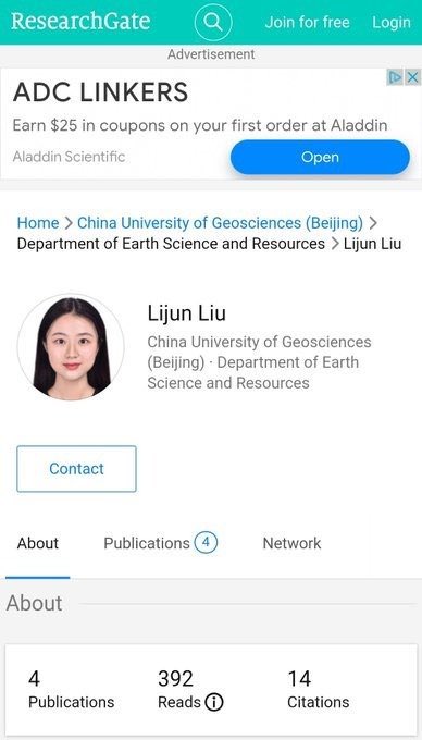 If this is the same person, she should be from China University of Geosciences (Beijing), not Renmin University. (Or maybe she studied at both universities?) Do you think this is the same person?
